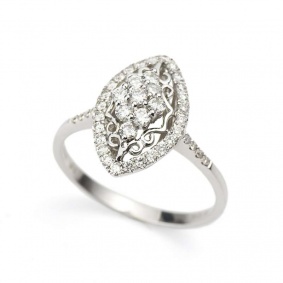 18WG 0.51TDW Marquise Shape Diamond Dress Ring